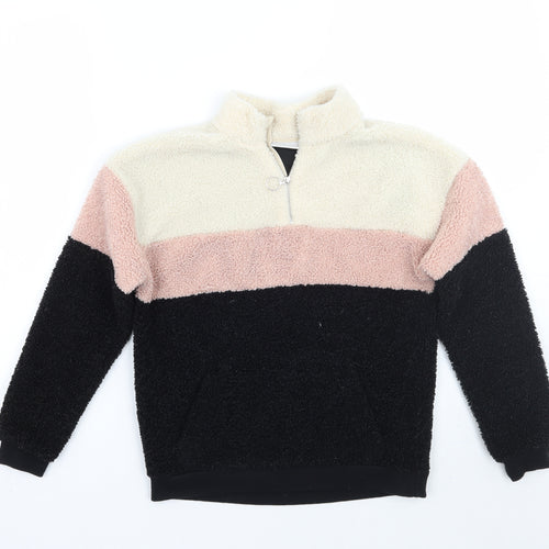 Matalan Girls Black Striped  Pullover Jumper Size 10 Years