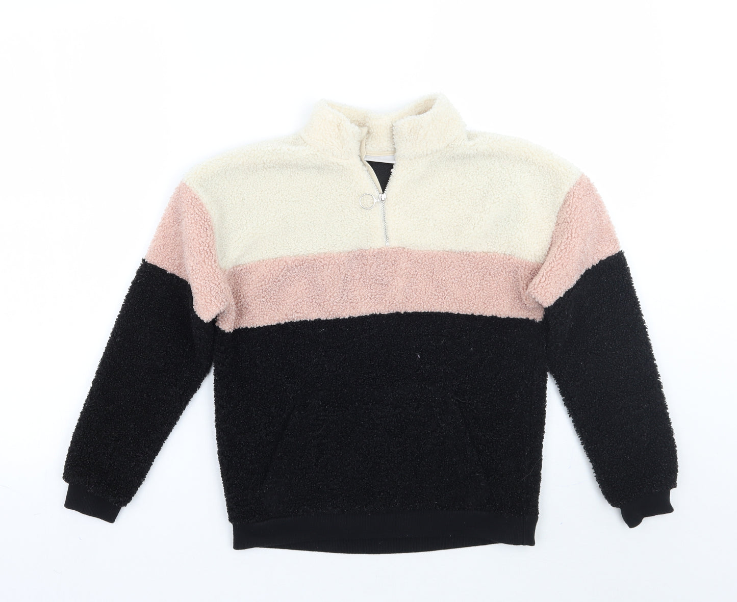 Matalan Girls Black Striped  Pullover Jumper Size 10 Years