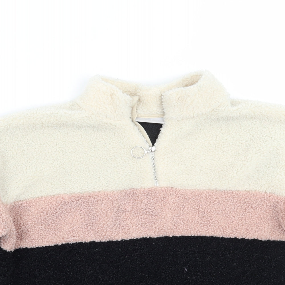 Matalan Girls Black Striped  Pullover Jumper Size 10 Years
