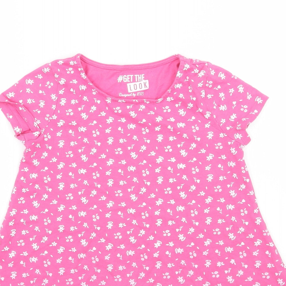 F&F Girls Pink Floral  A-Line  Size 7-8 Years