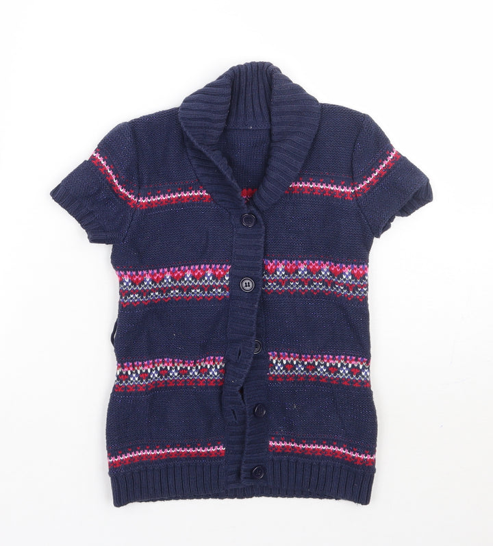 Matalan Girls Purple Fair Isle Cardigan Jumper Size 18-24 Months