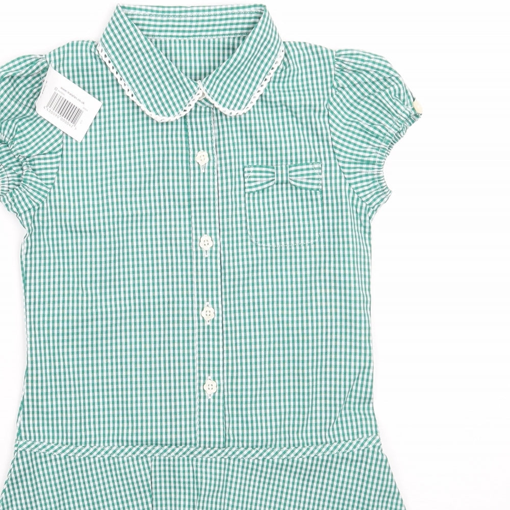 Matalan Girls Green Check  A-Line  Size 7 Years