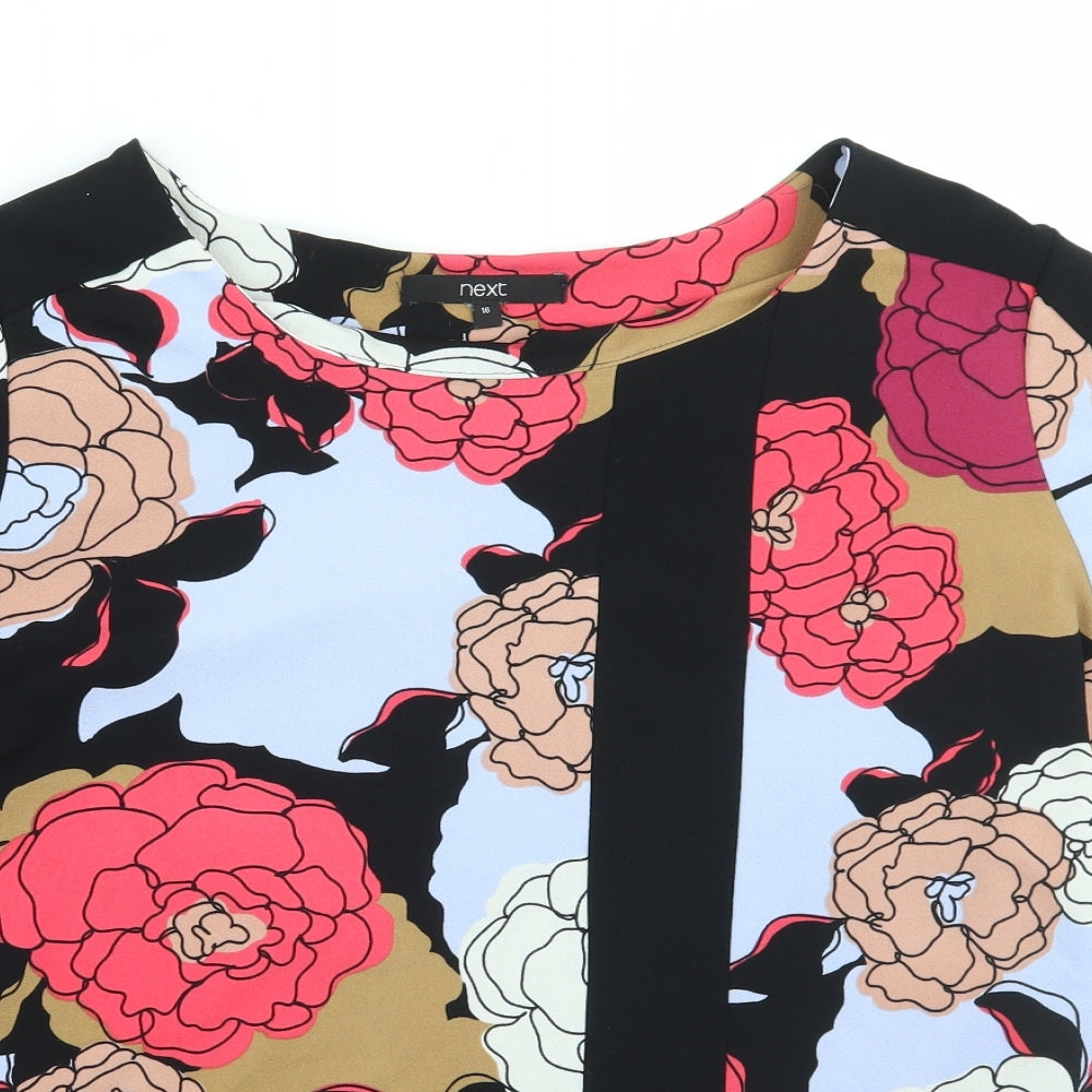NEXT Womens Black Floral  Basic Blouse Size 16