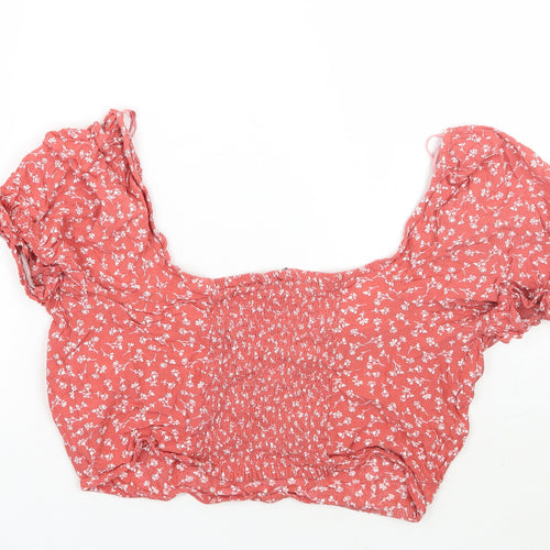 Primark Womens Pink Floral  Cropped T-Shirt Size 18