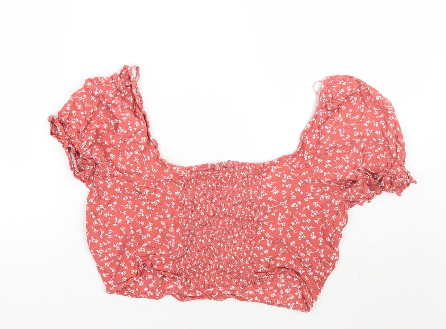 Primark Womens Pink Floral  Cropped T-Shirt Size 18
