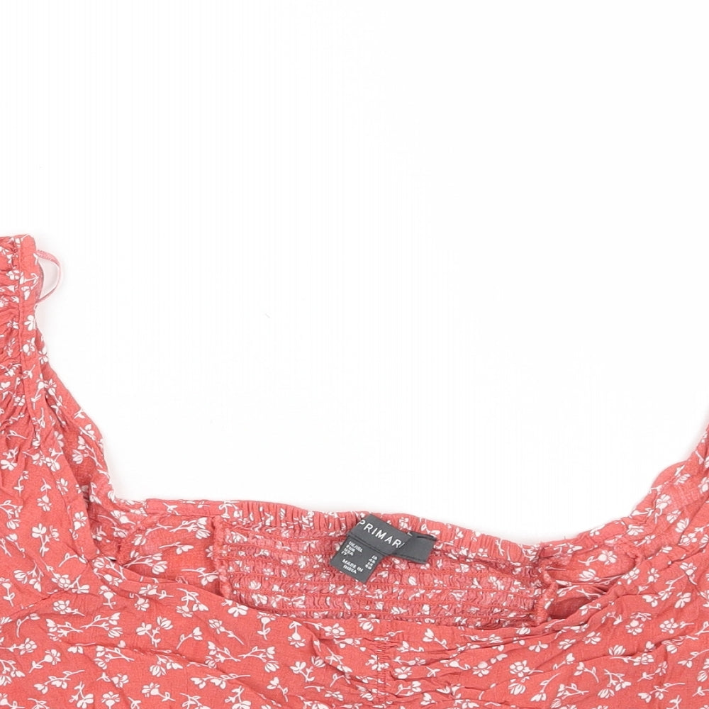 Primark Womens Pink Floral  Cropped T-Shirt Size 18