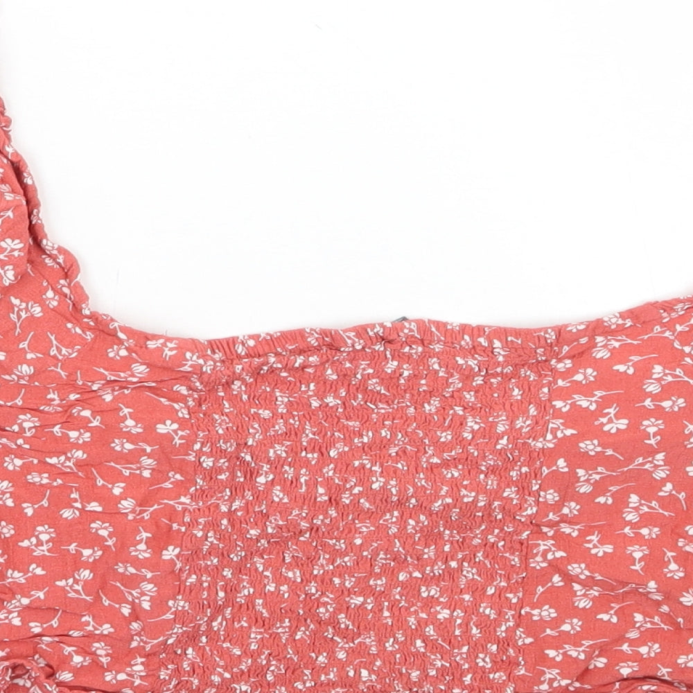 Primark Womens Pink Floral  Cropped T-Shirt Size 18