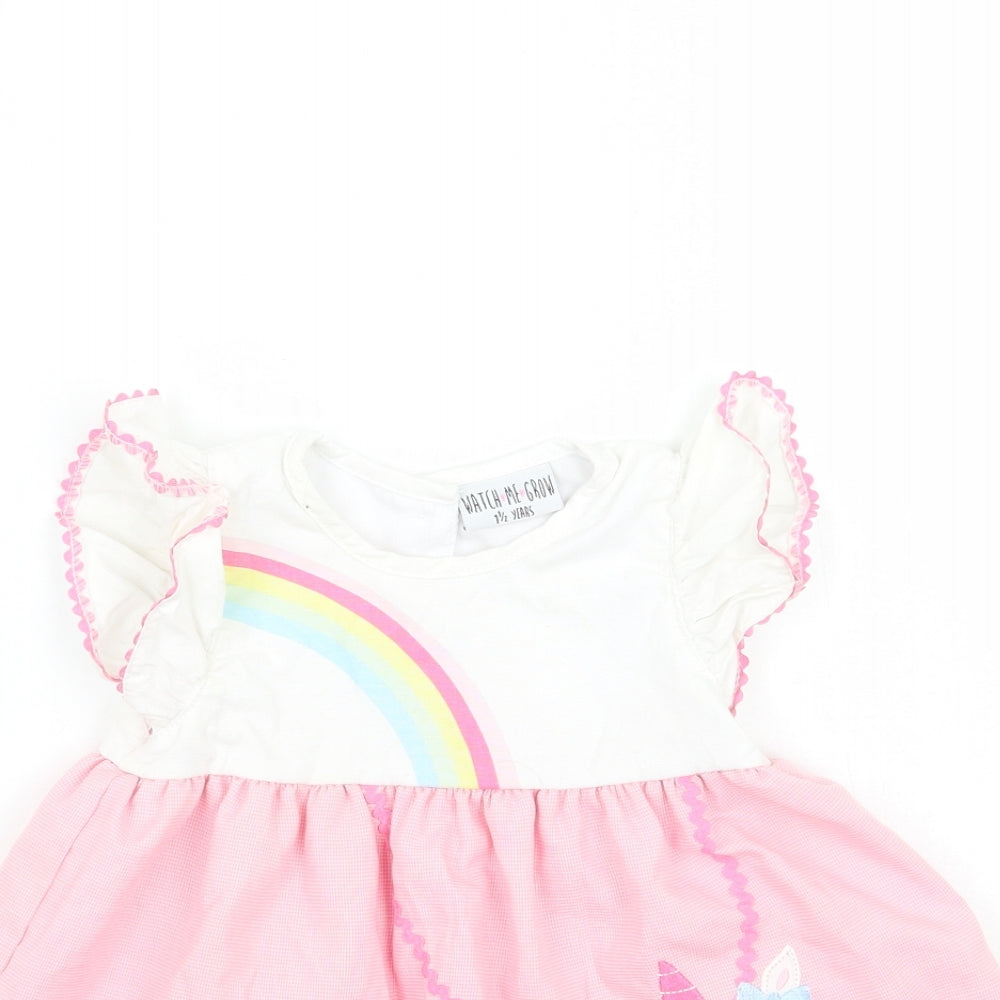 Watch me grow Girls Pink Striped  A-Line  Size 12-18 Months