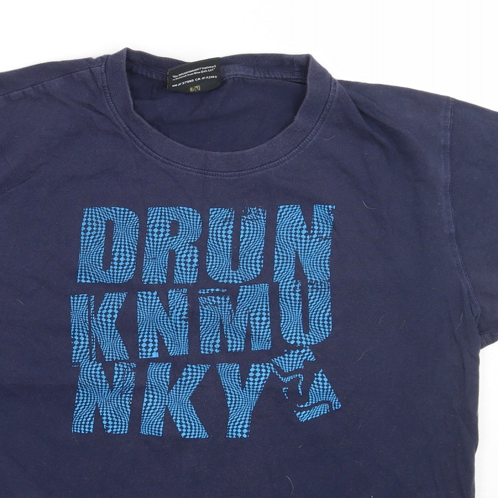 Drunknmunky Mens Blue    T-Shirt Size S