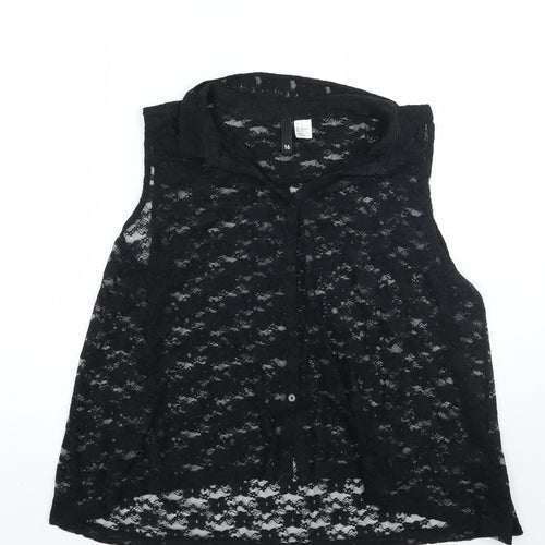 H&M Womens Black   Basic Button-Up Size 16