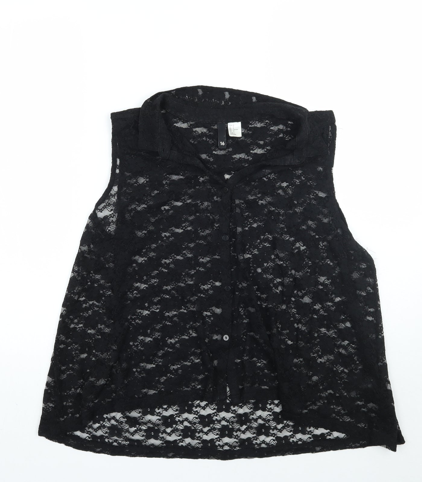 H&M Womens Black   Basic Button-Up Size 16