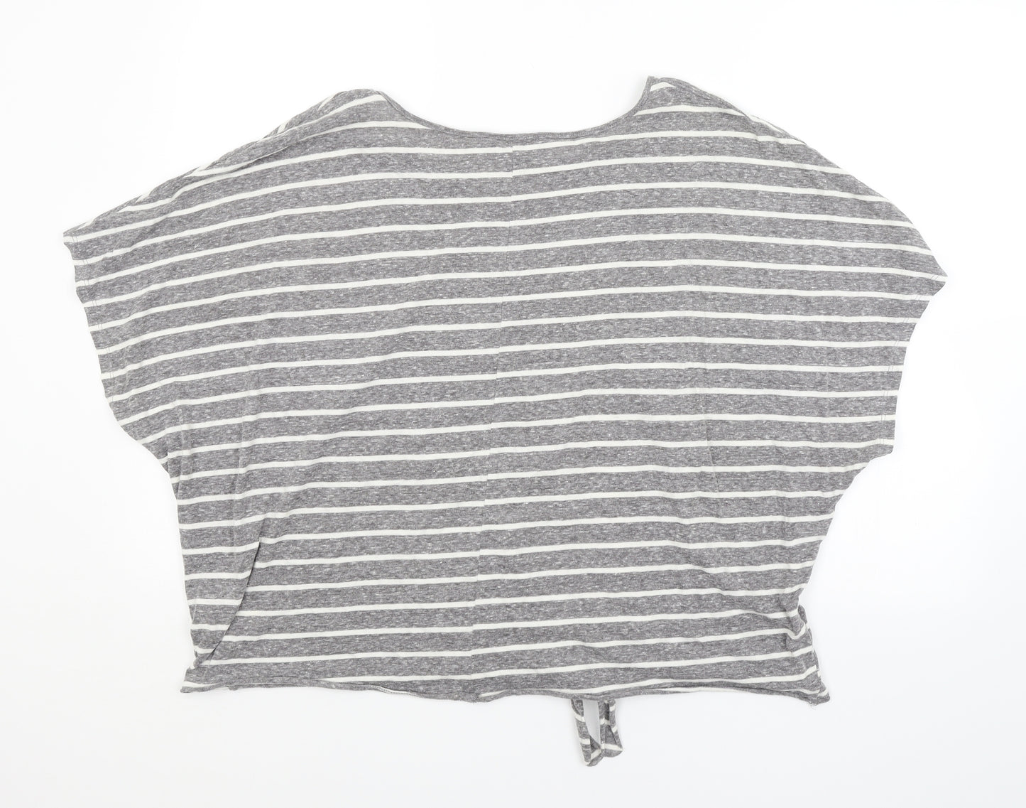 Primark Womens Grey Striped  Cropped T-Shirt Size 18