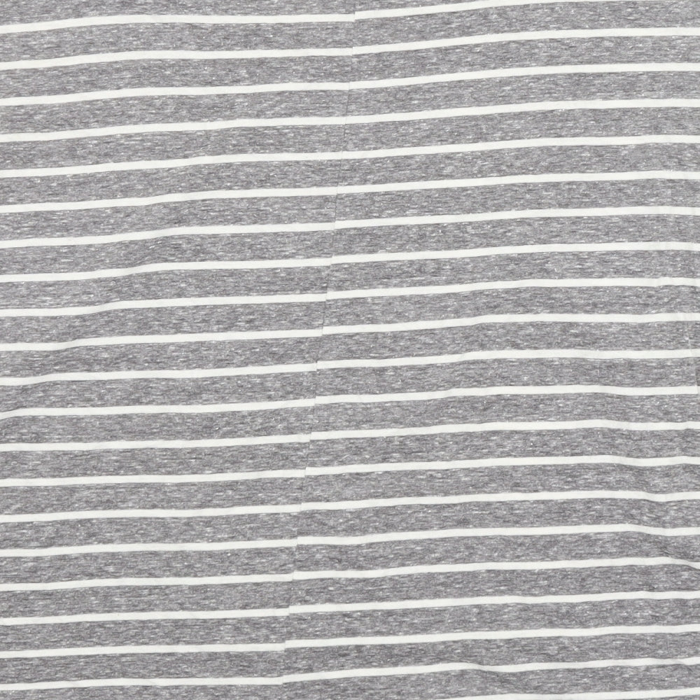 Primark Womens Grey Striped  Cropped T-Shirt Size 18