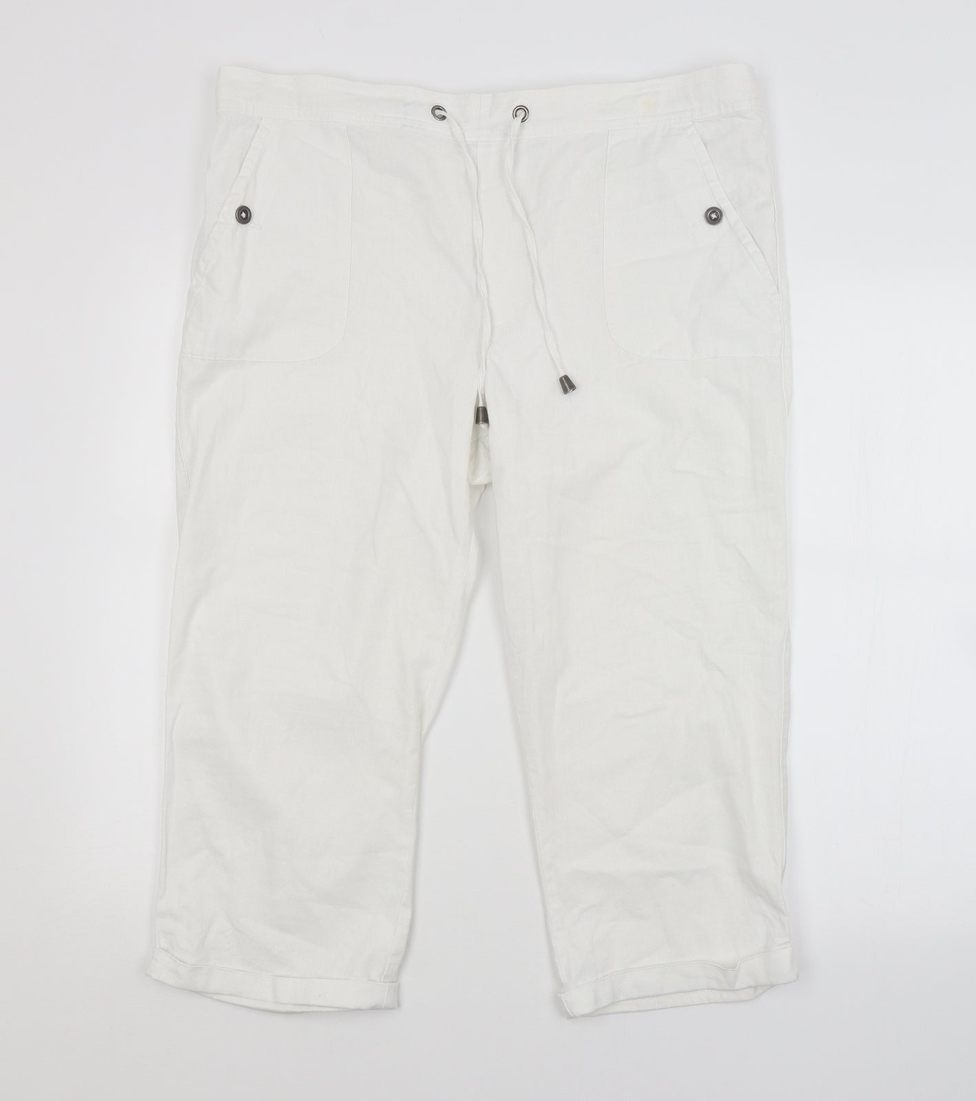 F&F Womens White   Cropped Trousers Size 16 L20 in
