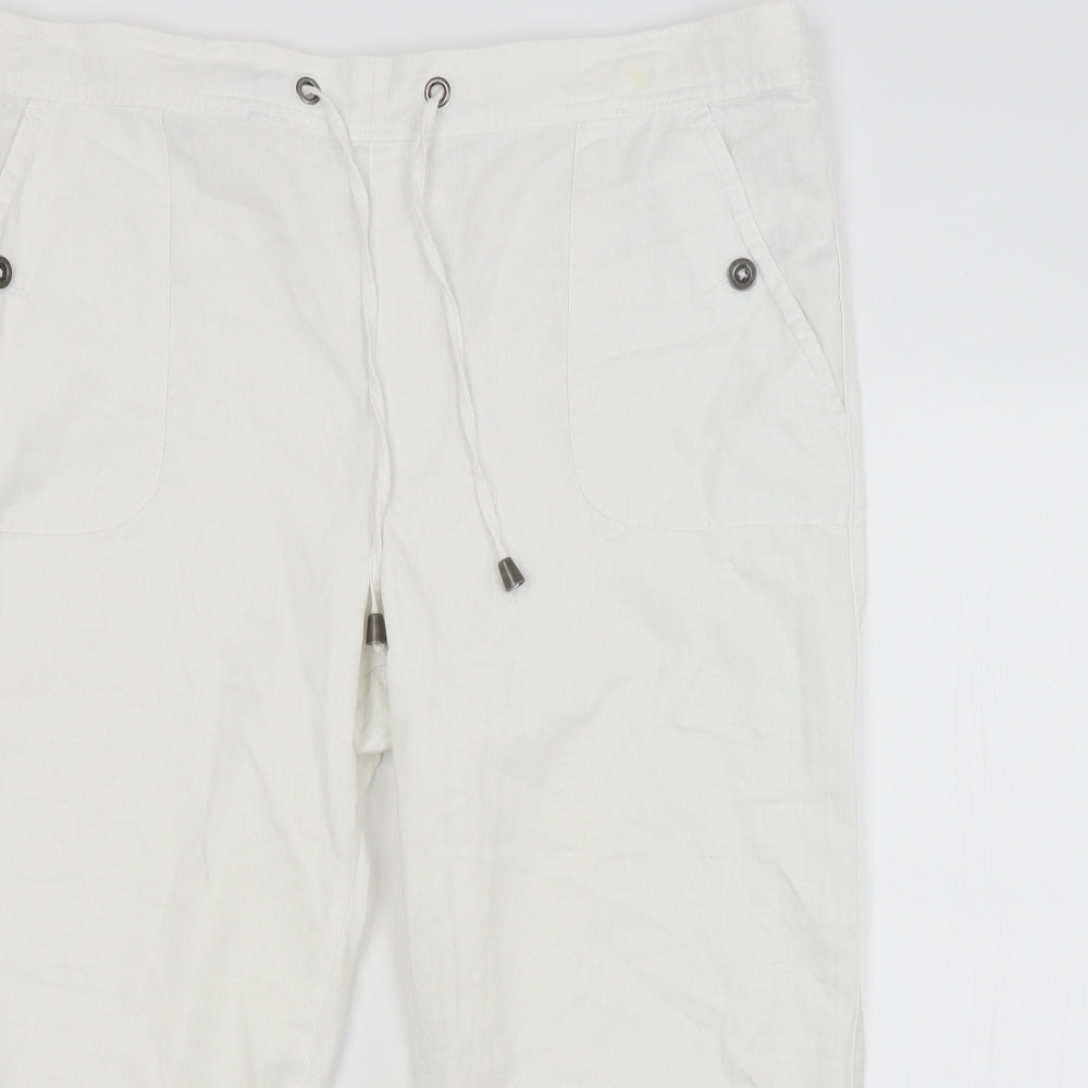 F&F Womens White   Cropped Trousers Size 16 L20 in