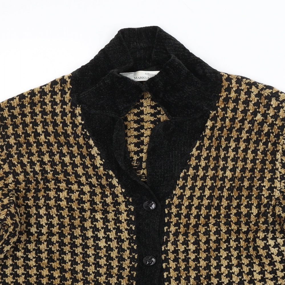 M&S Womens Brown Argyle/Diamond  Cardigan Jumper Size 10