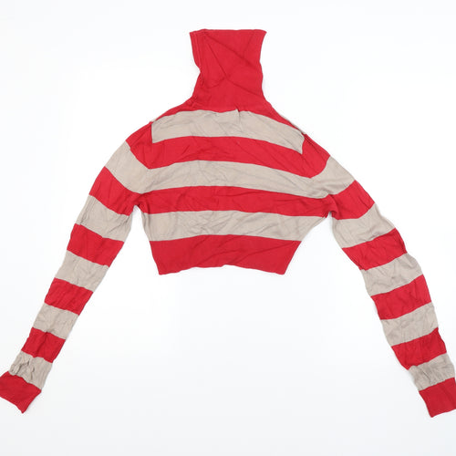 Miss Selfridge Womens Red Striped  Pullover Jumper Size 10