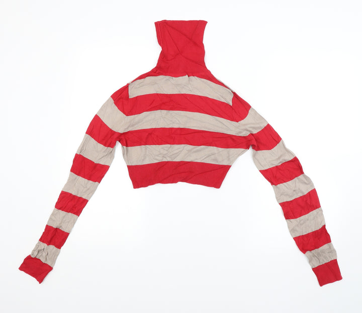 Miss Selfridge Womens Red Striped Pullover Jumper Size 10
