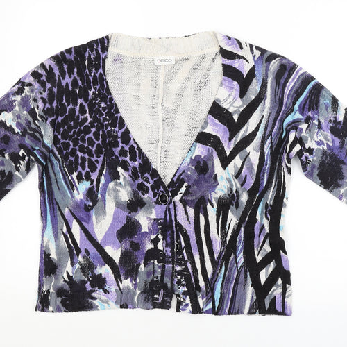 Gelco Womens Purple Animal Print  Cardigan Jumper Size 10