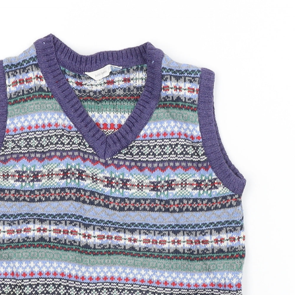 John Lewis Baby Purple Argyle/Diamond  Vest Jumper Size 18-24 Months