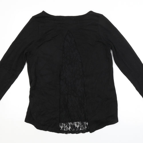 INSIDE Womens Black Floral  Pullover Jumper Size S