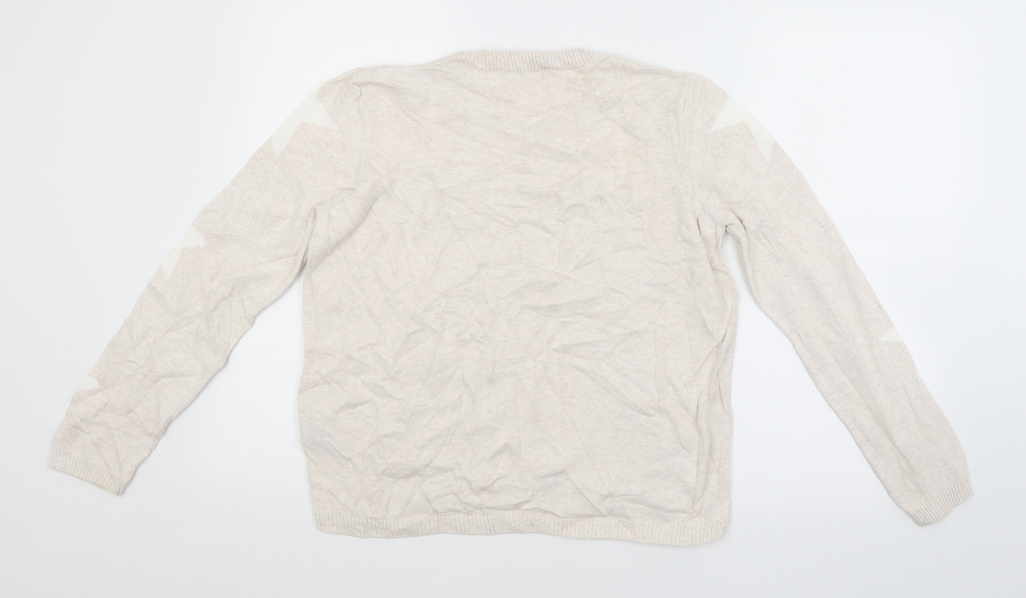 M&S Womens Beige Geometric  Pullover Jumper Size 10