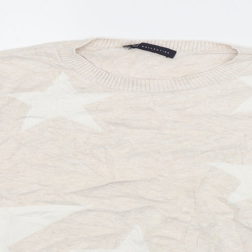M&S Womens Beige Geometric  Pullover Jumper Size 10
