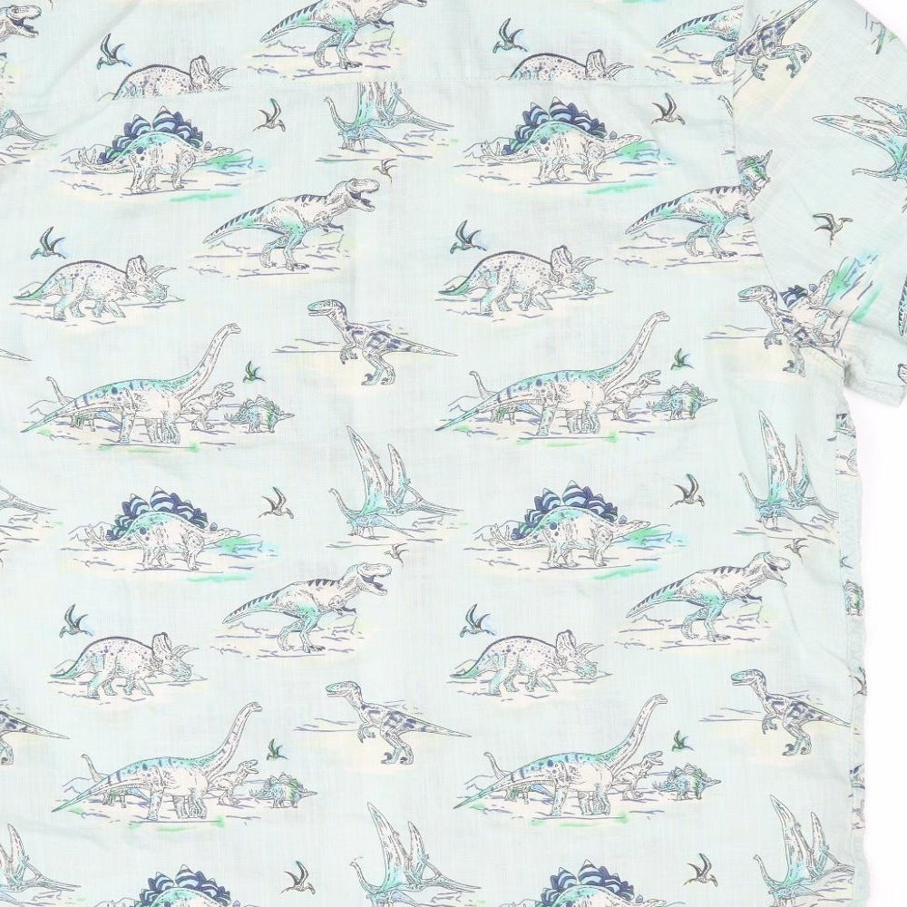 NEXT Boys Green Animal Print  Basic Button-Up Size 14 Years  - Dinasour Print