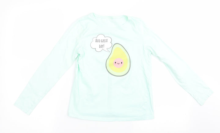 Preworn Girls Green Solid   Pyjama Top   - Avo Great Day