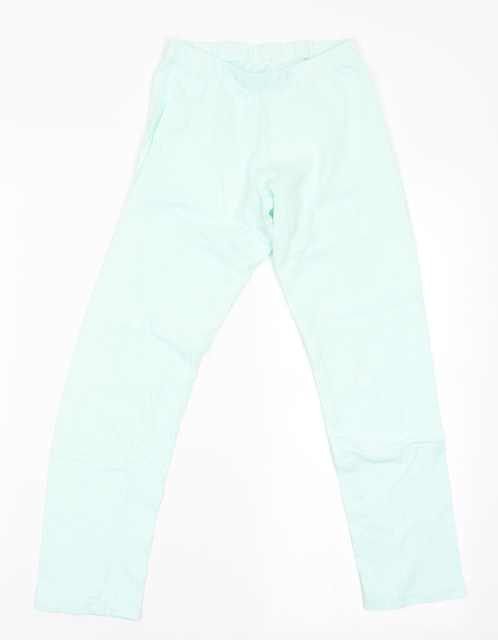 Preworn Girls Green Solid Pyjama Pants
