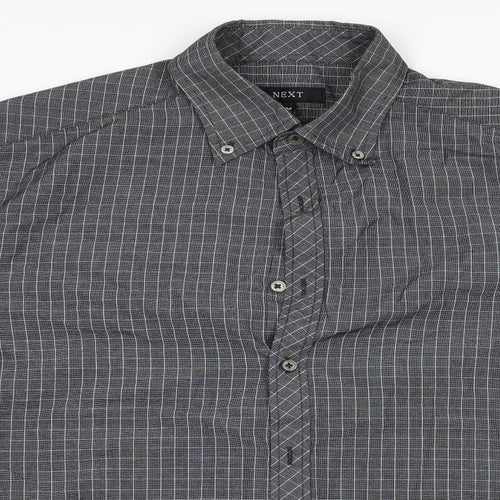 NEXT Mens Grey Check   Button-Up Size M
