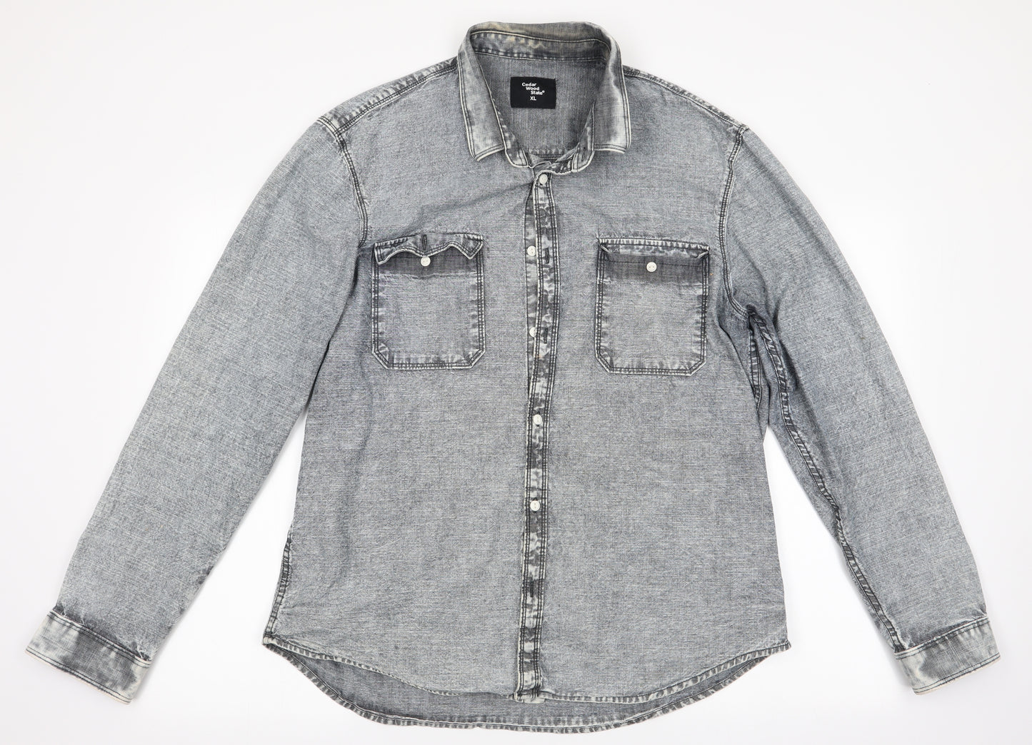 Cedar Wood State Mens Grey    Button-Up Size XL  - Distressed look