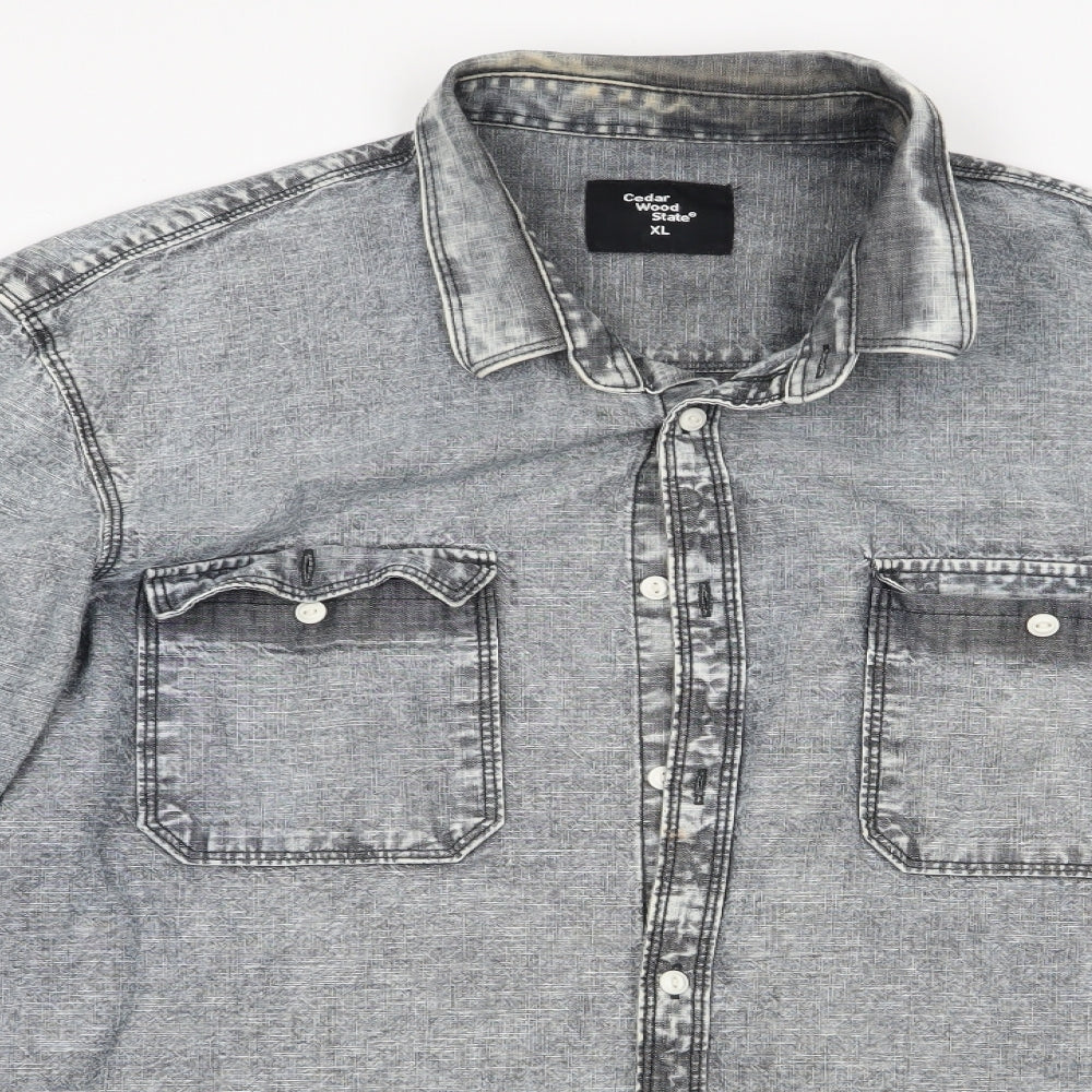 Cedar Wood State Mens Grey    Button-Up Size XL  - Distressed look