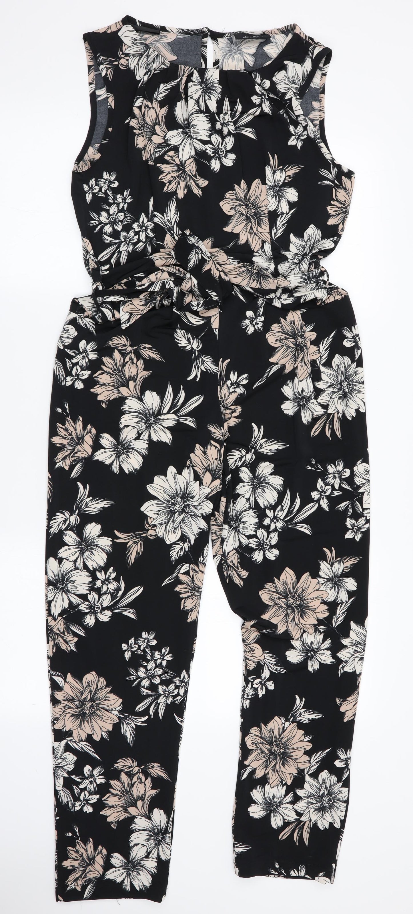 Wallis Womens Black Floral  Jumpsuit One-Piece Size 8 L26 in
