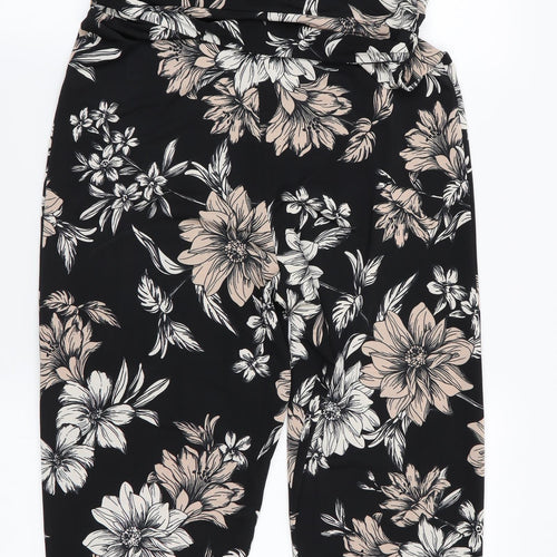 Wallis Womens Black Floral  Jumpsuit One-Piece Size 8 L26 in