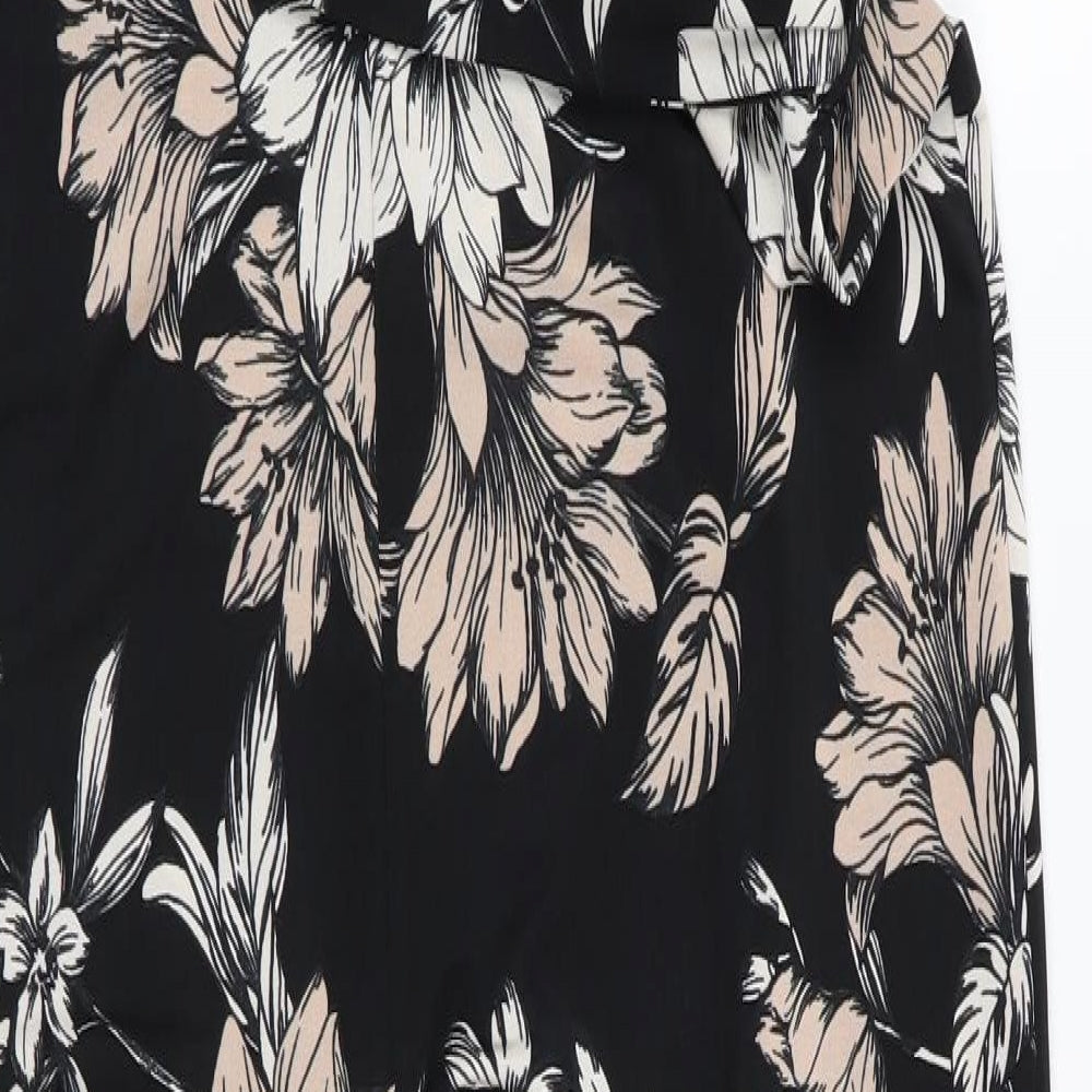 Wallis Womens Black Floral  Jumpsuit One-Piece Size 8 L26 in