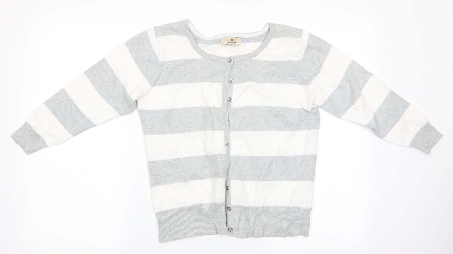 Atmosphere Womens White Striped  Cardigan Jumper Size 14