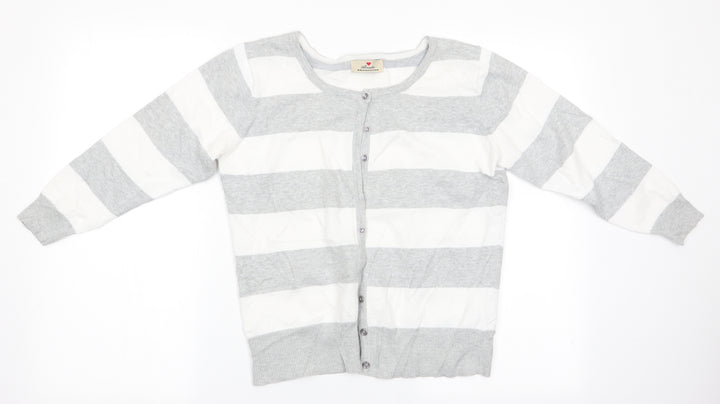 Atmosphere Womens White Striped  Cardigan Jumper Size 14