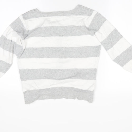 Atmosphere Womens White Striped  Cardigan Jumper Size 14