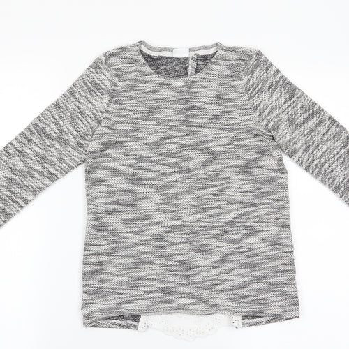 Florence and Fred Girls Grey   Pullover Jumper Size 10-11 Years  - Subtle glitter effect & back lace details