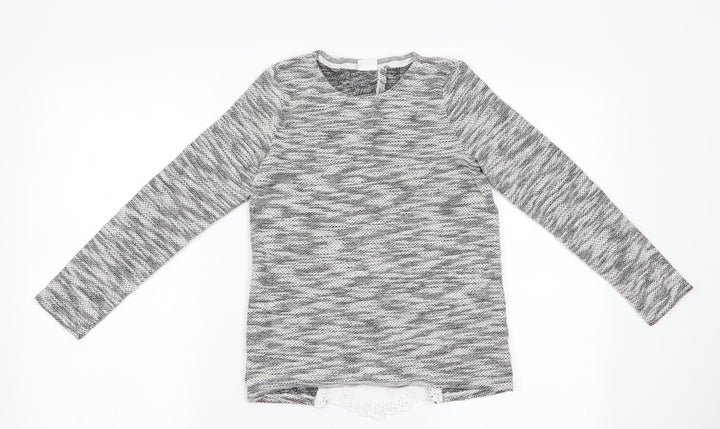 Florence and Fred Girls Grey   Pullover Jumper Size 10-11 Years  - Subtle glitter effect & back lace details