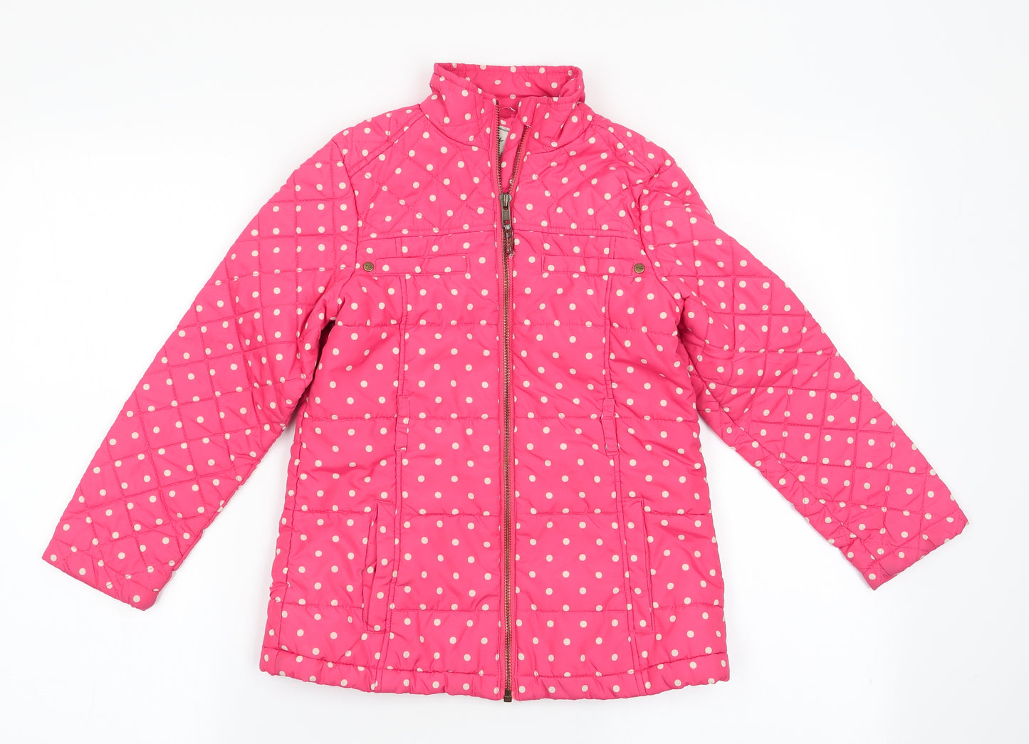 NEXT Girls Pink Polka Dot  Anorak Coat Size 7-8 Years  - Padded