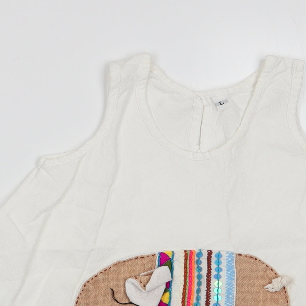 Preworn Girls White Animal Print  A-Line