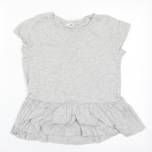 H&M Girls Grey   Basic T-Shirt Size 9-10 Years