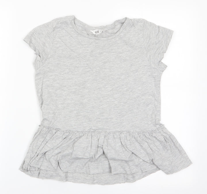 H&M Girls Grey   Basic T-Shirt Size 9-10 Years