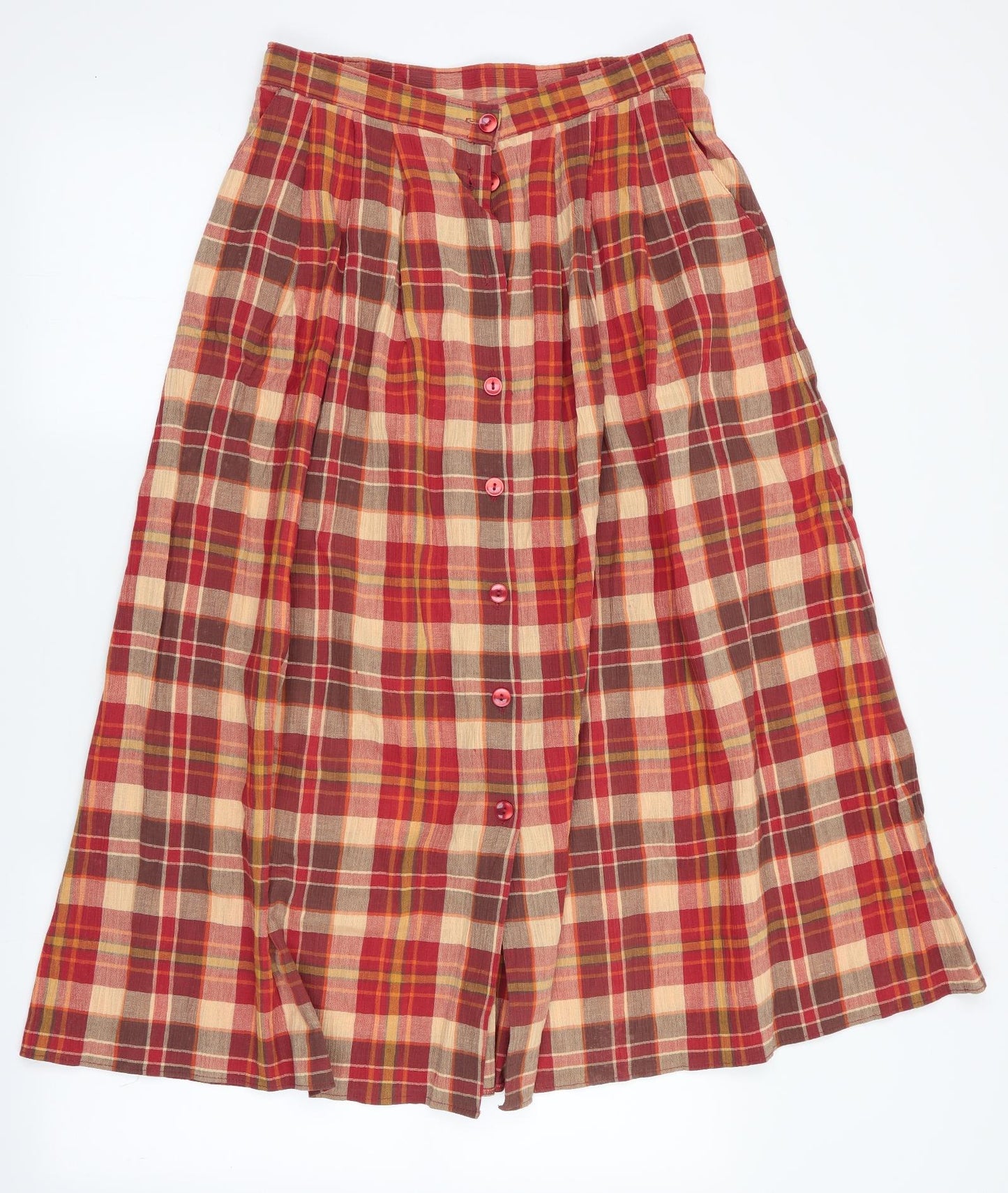 Edinburgh Collection Womens Orange Check  Pleated Skirt Size 14