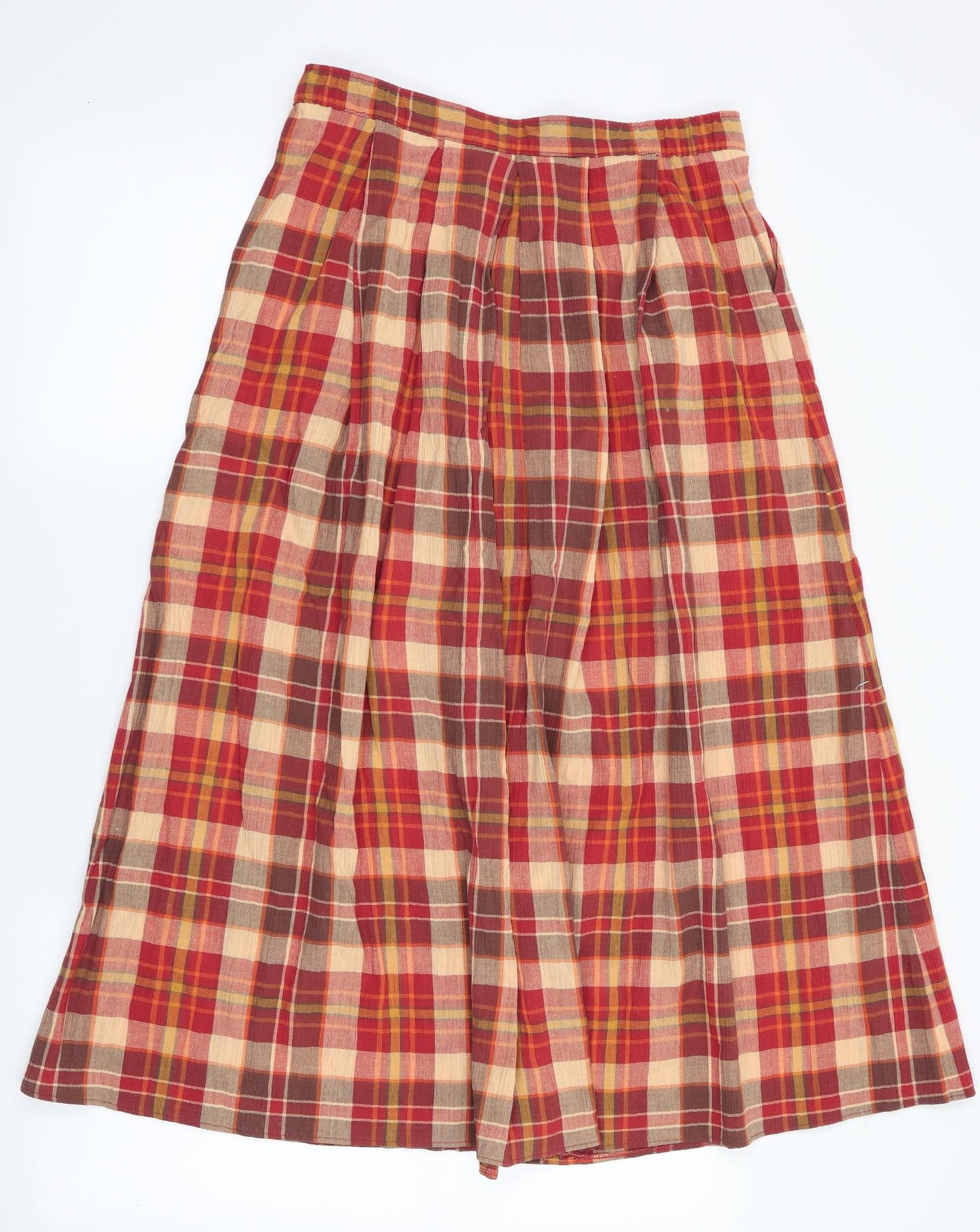 Edinburgh Collection Womens Orange Check  Pleated Skirt Size 14