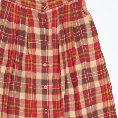 Edinburgh Collection Womens Orange Check  Pleated Skirt Size 14