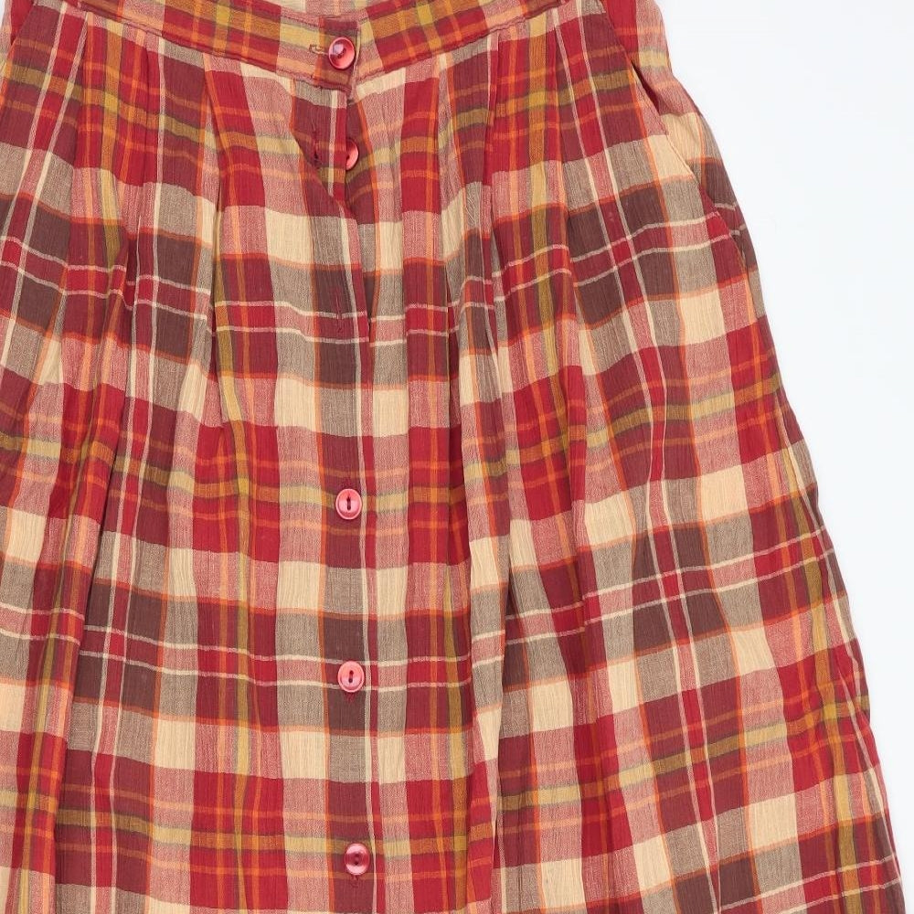 Edinburgh Collection Womens Orange Check  Pleated Skirt Size 14