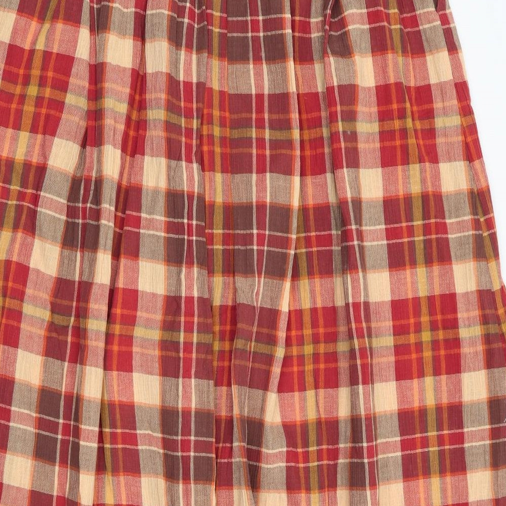 Edinburgh Collection Womens Orange Check  Pleated Skirt Size 14